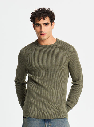 Maglia girocollo a costa inglese