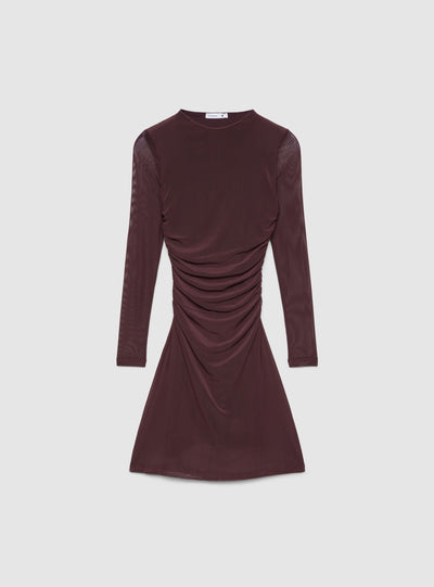 Vestito bodydress arricciato a tinta unita