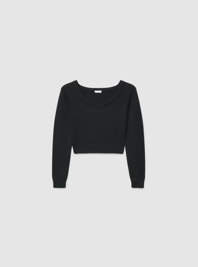 Maglia crop con scollo a V e spalle scoperte