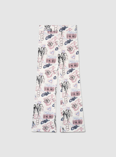 Leggings lunghi a zampa con stampa