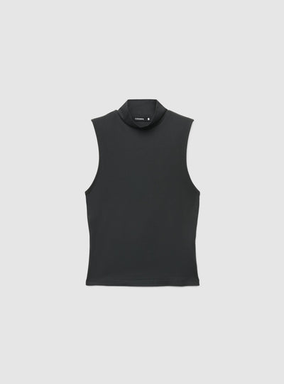 Top crop a tinta unita con collo lupetto