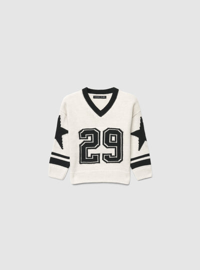Maglia stile college con scollo a V