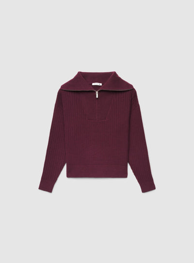 Maglia a coste con zip al collo