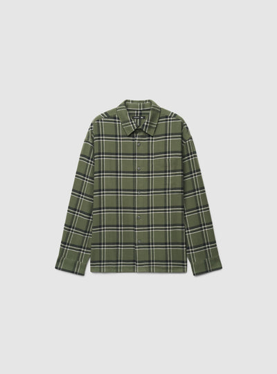 Camicia manica lunga a quadri con taschino