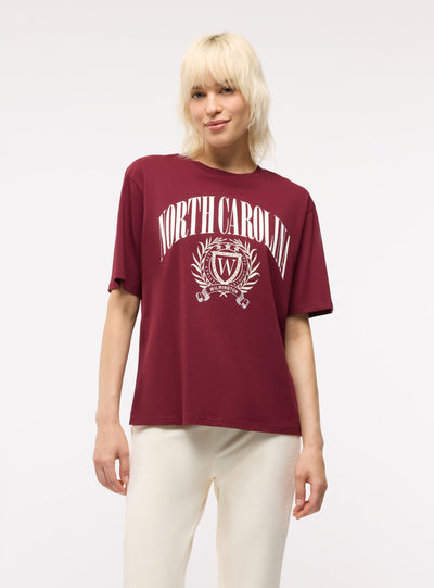 T-shirt maxi con stampa college