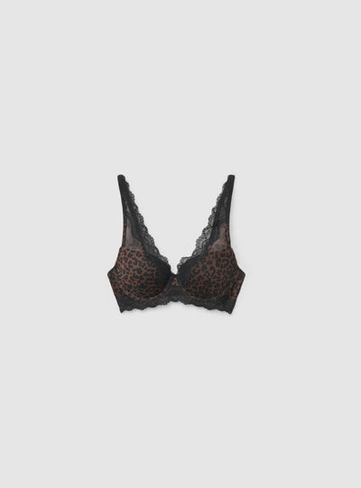 Reggiseno a fantasia animalier con pizzo