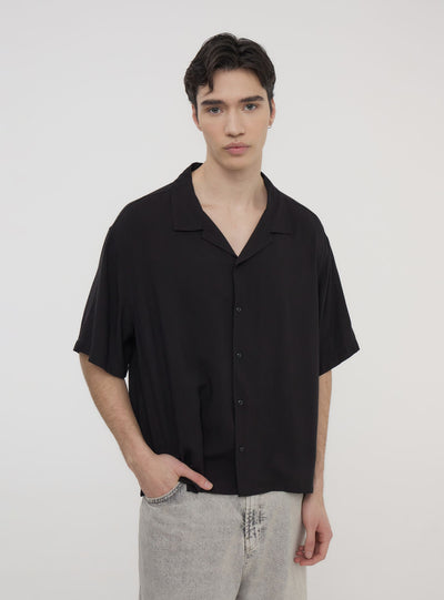 Camicia bowling cropped in viscosa