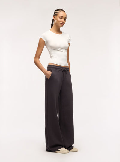Pantaloni tuta maxi con coulisse a tinta unita