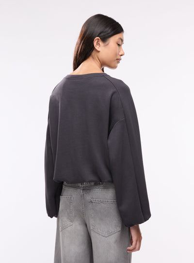 Felpa crop con maniche a palloncino
