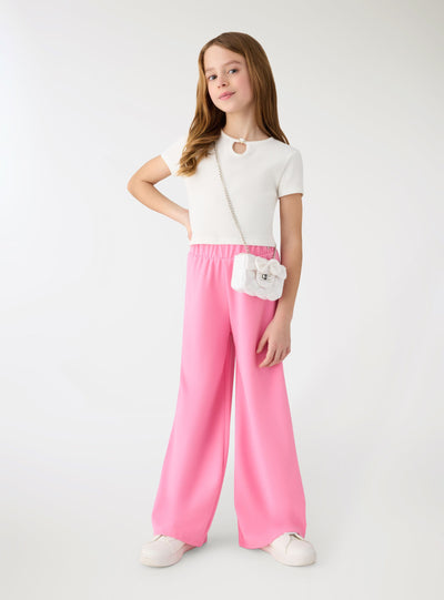 Pantaloni wide leg in scuba