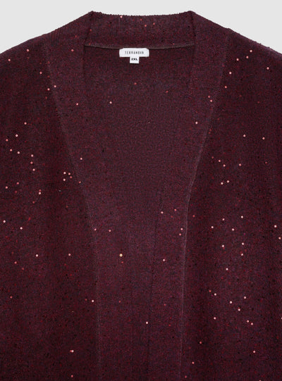 Cardigan aperto con micro paillettes