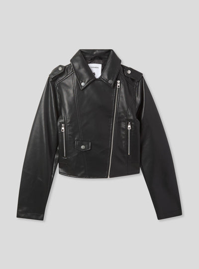 Leather-effect crop jacket