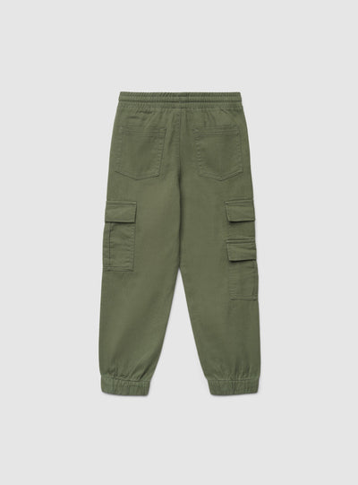Pantaloni cargo con coulisse tinta unita