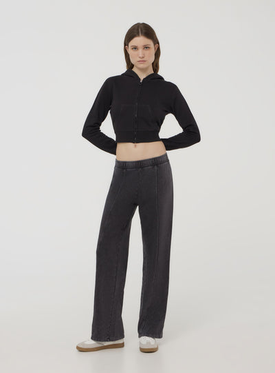 Felpa crop con cappuccio e zip