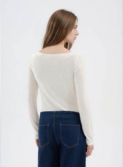 Langarmshirt mit U-Boot-Ausschnitt
