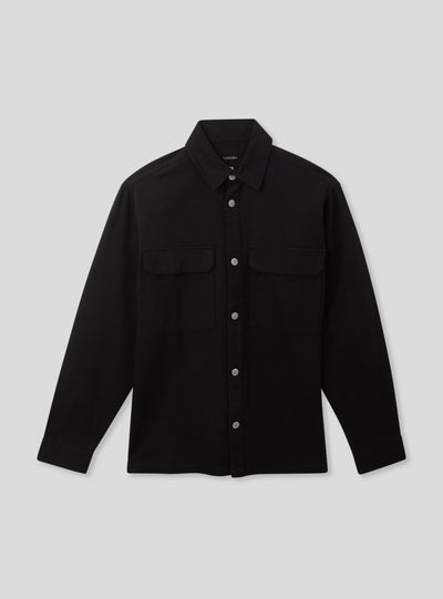 Camicia shacket in twill di cotone tinta unita