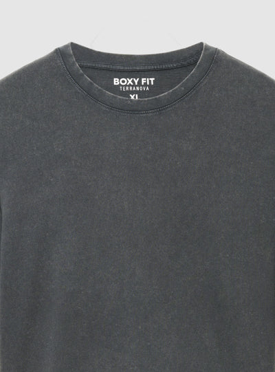T-shirt boxy doppiata acid wash