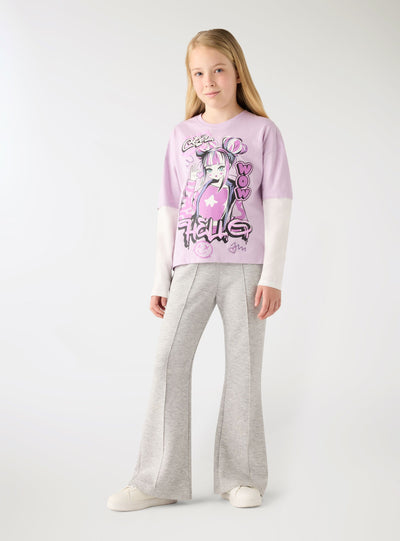 Girls' long plain tracksuit trousers
