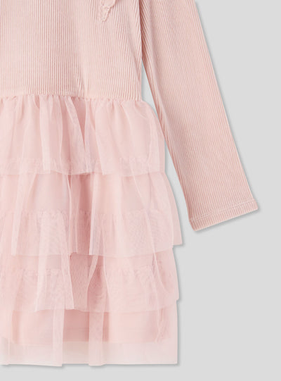 Vestito maniche lunghe con gonna a balze