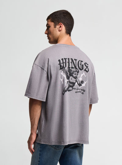 T-shirt Over con stampa angelo