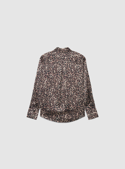 Camicia ampia in satin con stampa animalier