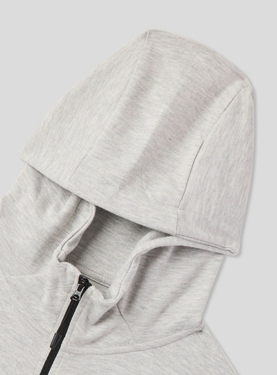 Felpa tecnica con cappuccio e zip in misto cotone pesante