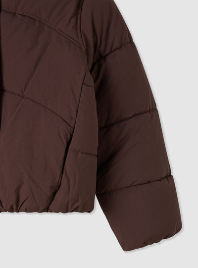 Short padded jacket with high collar