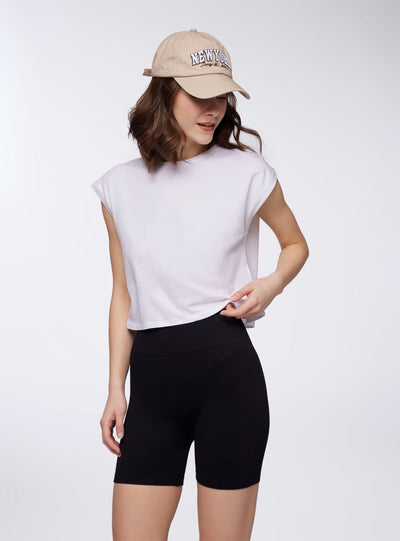 Crop T-shirt with cap sleeves