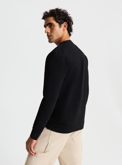 Long-sleeve crew neck plain T-shirt