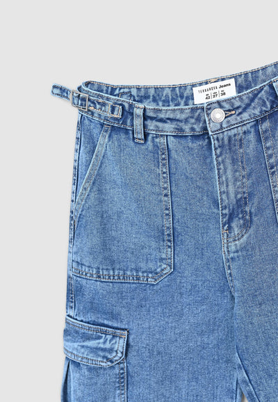 Jeans cargo con fasce regolabili in vita