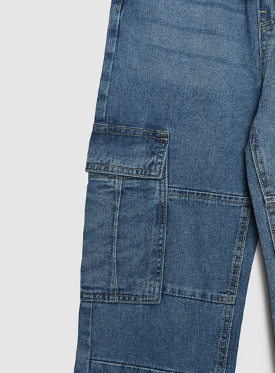 Jeans maxi cargo con coulisse
