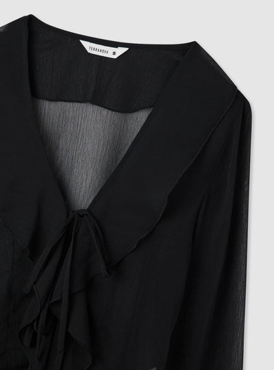 Blusa con rouches e laccio