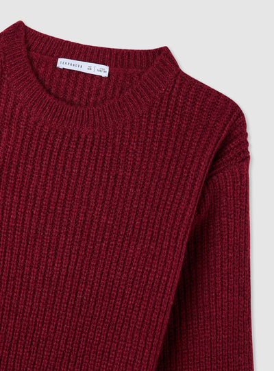 Maglia da bambina a costine girocollo