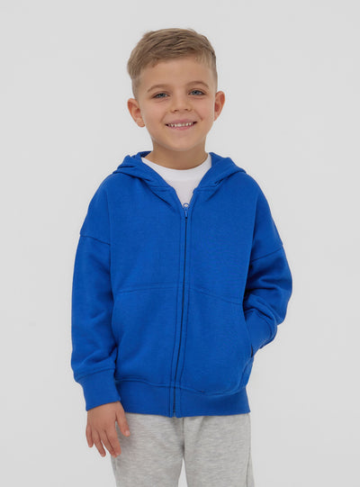 Felpa basic tinta unita con zip e cappuccio