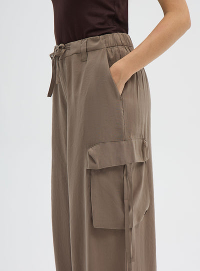 Pantaloni wide leg cargo con coulisse