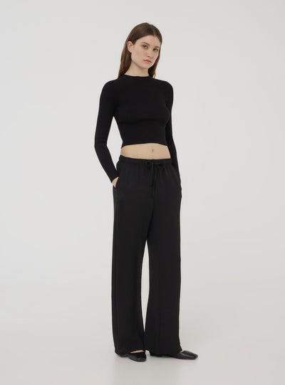 Wide-leg trousers with drawstring