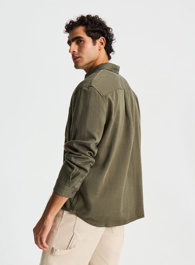 Camicia twill cotone con taschino
