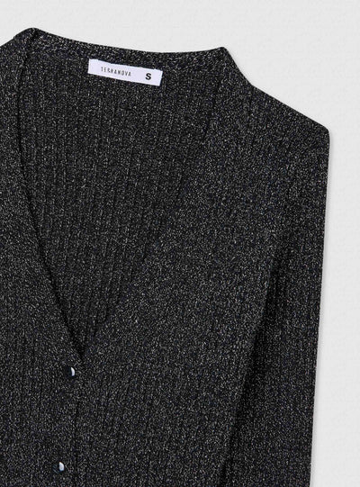 V-neck shimmering effect cardigan
