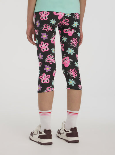 Three-quarter leggings with flowers