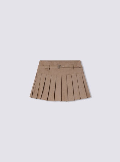 Skort a pieghe con cintura