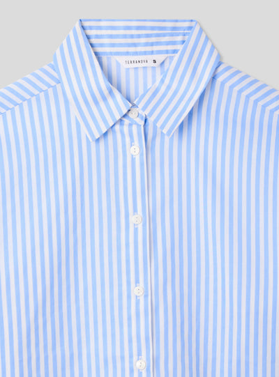 Camicia crop in popeline a righe