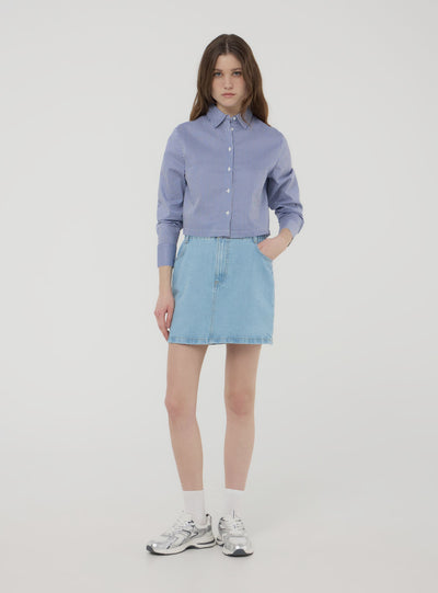 Camicia crop in popeline a righe
