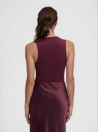 Body con scollo drappeggiato