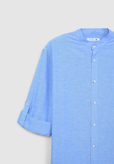 Camicia coreana melange in misto lino