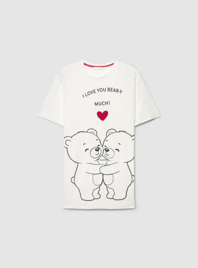 T-shirt pigiama con maxi stampa animaletti