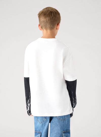 T-shirt a maniche lunghe con stampa fulmini