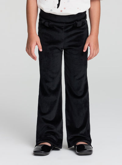 Ribbed flared leggings with bows