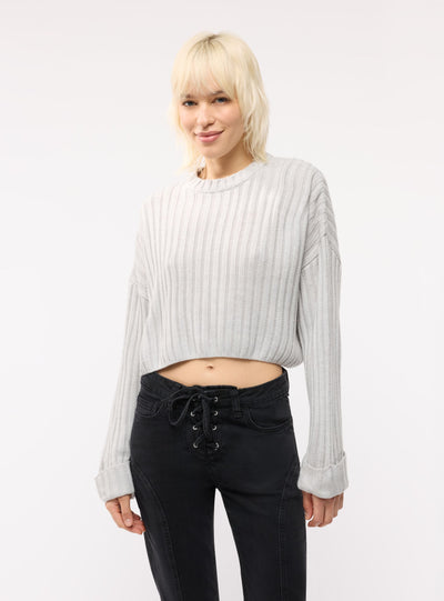 Maglia crop a coste larghe