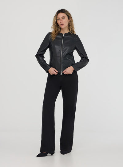 Biker jacket with leather effect