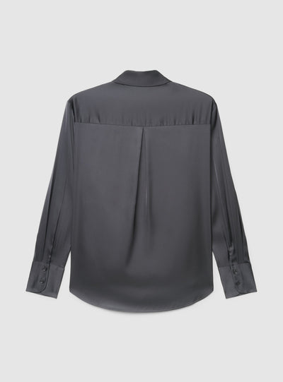 Camicia ampia in satin a tinta unita